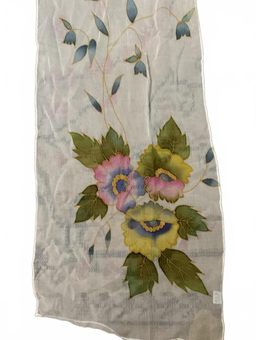 Keke 100% Silk Floral Scarf - Lightweight and Elegant - Picture 6 of 8